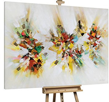KunstLoft® XXL Gemälde 'Buntes Treiben' 200x150cm | original handgemalte Bilder | Abstrakt Bunt Gold Grau | Leinwand-Bild Ölgemälde einteilig groß | Modernes Kunst Ölbild