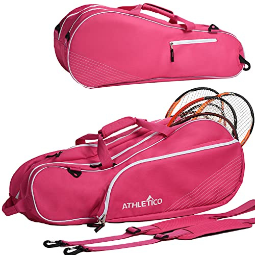 Athletico 6 Racquet Tennis Bag | Padded to Protect Rackets & Lightweight | Professional or Beginner Tennis Players | Unisex Design for Men, Women, Youth and Adults (Pink)