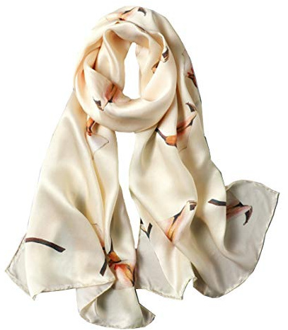 ANDANTINO Longue écharpe 100% soie de mûrier pour femme - Grand châle/foulard pour le cou - Bandeau oblong pour cheveux avec emballage cadeau, Large