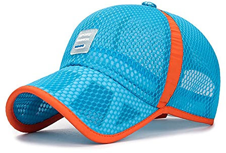FakeFace Kinder Basecap Schirmmütze Schnelltrocknend Mesh Kappe Baseball Cap Sonnenhut Junge Mädchen Basketball Sportkappe Einstellbar Baseballmütze Bestickte Sommerhut (Blau(Full mesh))