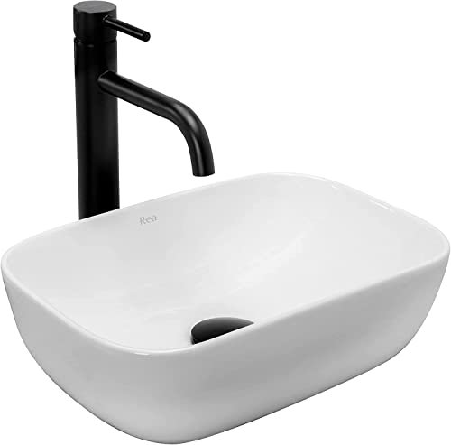 VBChome Waschbecken 37 x 26 cm Keramik Weiß Rechteckig Kleine Mini Waschtisch Handwaschbecken Aufsatzwaschbecken Waschschale Gäste WC