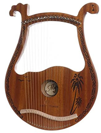TSTS Lyre Instrument 19-String-Kleinharfe-Nischen-Musikinstrument Leicht Lernen Tragbare Kleine Lyre-Harfe Für Anfänger Holzfarbe