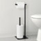 UOMIO Porte Papier Toilette sur Pied Noir, Aucun Perçage Requis, Support Papier Toilette Autoportant pour Stockage du Papier, Distributeur de Papier Hygiénique sur Pied pour WC