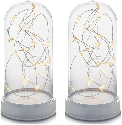 Nipach GmbH 2er Set Deko-Glocke mit Stern-Lichterkette 20 LED warm weiß Batterie Glocke Weihnachts-Deko Batterie Höhe 22 cm Deko-Leuchte Xmas-Deko