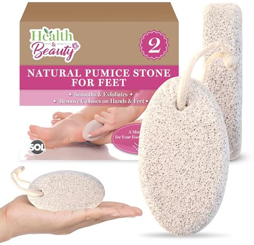 SOL 2pk Natural Pumice Stone for Feet Hard Skin - Durable Callus Remover Exfoliator, Foot Scrubber, Porous Texture, Smooth and Soft, Improves Circulation, Ideal for Hands and Foot Care Routine