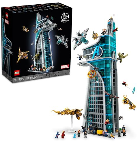 Lego Marvel Avengers Tower Bauset, detaillierte Nachbildung des ikonischen Hauptquartiers mit klassischen Filmszenen, 31 Figuren und authentischem Zubehör, Geschenk für Marvel-Fans und Modellbauer,