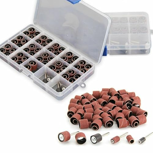 104Pcs Sanding Band Drum Sleeve 60 120 320 Grit with 4 Drum Mandrel For Dremel Rotary Tool