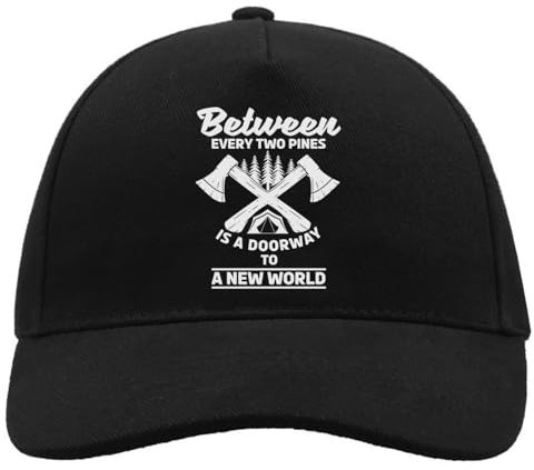 Atspauda Between Every Two Pines is A Doorway to A New World Hache Graphic Casquette de baseball unisexe en coton brossé avec boucle Noir, Noir , Taille unique