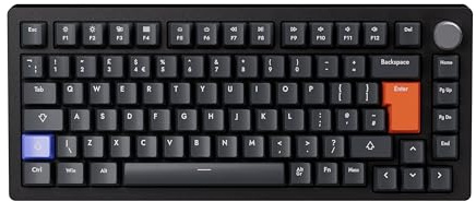 DrunkDeer A75 Rapid Trigger Mechanical Gaming Keyboard Magnetic Switch Keyboard 75% TKL RGB Backlit 82Keys USB Wired Knob ISO UK Layout，Black