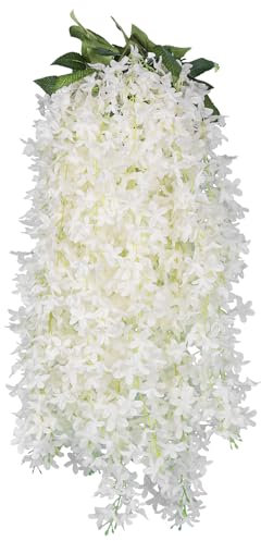 Guirnalda de flores artificiales de color lila, 8 piezas, 24 ramas de 33.5 pulgadas, vid de glicina falsa de seda sintética, lila, decoración floral colgante para interiores y exteriores, arco de