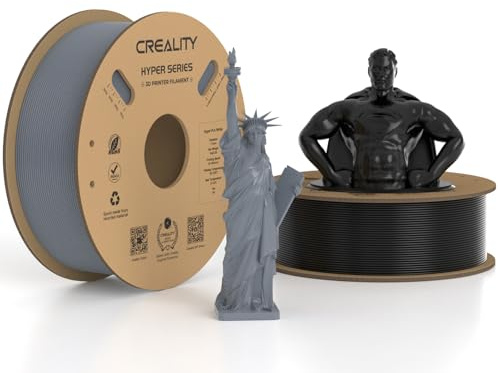 Creality Hyper PLA Filament 1.75 mm 2 KG, 30-600 mm/s High Speed PLA 3D Printer Filament, 2 Pack 1 KG Spool(2.2 lbs), Dimensional Accuracy +/-0.03 mm, Durable and Resistant (Black & Grey)