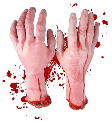 Générique Accessoires de Simulation d'halloween pour Mains Coupées | Halloween Main Coupée Sanglante | Mains cassées effrayantes | Gaze d’Enveloppement glaçante Décor d’Halloween