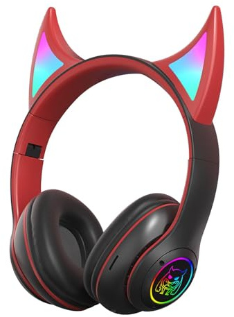 Écouteurs intra-auriculaires pour joueurs, écouteurs pour jeux sur l'oreille – Écouteurs intra-auriculaires de qualité sonore Devil Cat Ear, écouteurs supra-auraux légers, écouteurs pour étudiants