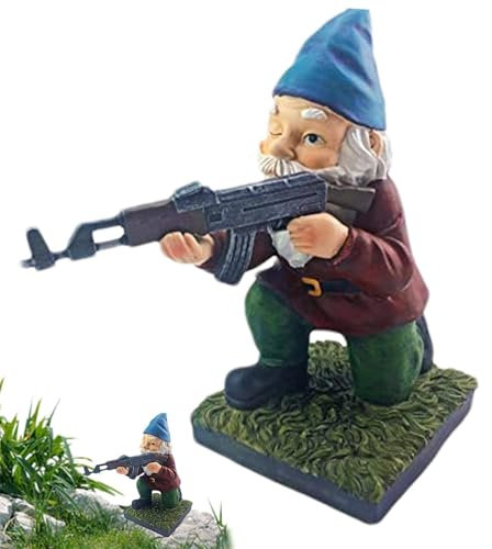 Statua del nano da giardino, divertenti gnomi da giardino | Decorazione da battaglia per gnomo nano in resina - Decorazione con statuetta di gnomo resistente alle intemperie per cortile, prato, camera