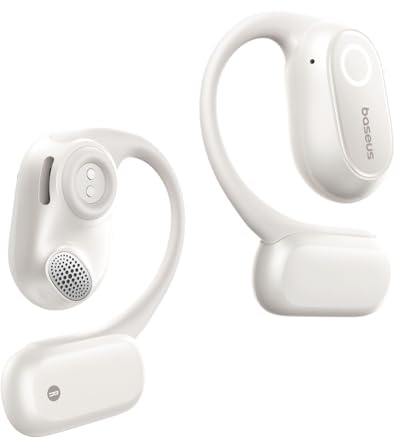 Baseus hörlurar med öppen öron, högupplöst trådlöst ljud med LDAC, rik bas, bekväm silikonkuddedesign, 60H uppspelning, AI genomskinliga samtal, Bluetooth 5.4, IPX4, öronproppar med öppen öron - Bowie