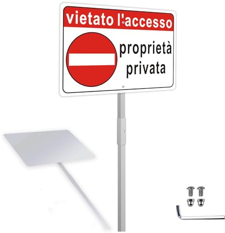 Cartel Propiedad Privada Prohibido el acceso con soporte, Yuntarda 30 x 20 cm Carteles Propiedad Privada de Aluminio Duradero Resistente Protección UV Fácil de instalar