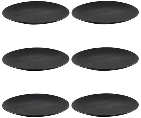 Home4You Speiseteller 6er Set Flachteller Essteller - Steingut - Schwarz Matt Ø 27 cm