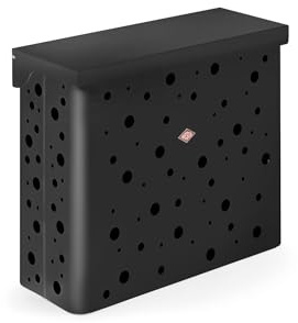 WESCO Wäschebox Duo 2 breit in der Farbe graphit matt aus pulverbeschichtetem Stahlblech gelocht, 2x 32 Liter Kunststoffeinsätze in grau, für Schrankausstattung geeignet, Maße: 66,5 x 27,0x 55,5 cm