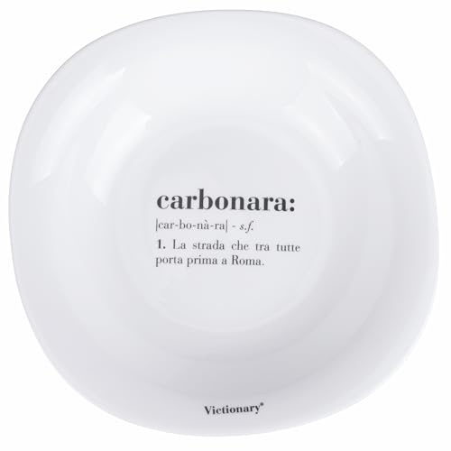 Set 6 Piatto fondo quadrato 23x23 cm in vetro opalino, Victionary Carbonara
