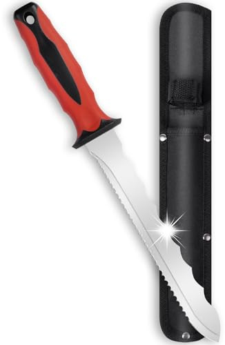 maudibozz Insulation Knife - Sod Cutter Knife: stainless steel 7.87-Inch sharp blade, double side utility Lawn Repair SAW with Nylon Sheath (red)