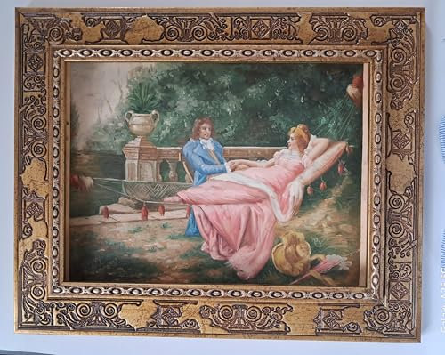 Generico Handgemaltes Bild mit Holzrahmen, antikes Blattgold, 80 x 100 cm, klassischer Stil, Wanddekoration