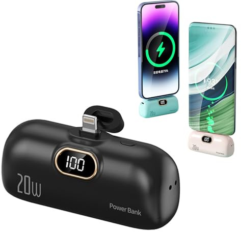 10000mAh Mini Portable Charger Power Bank for Phone, Portable Charger Power Bank for iphone (Black,for Lightning)