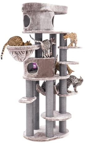 Petrebels Kratzbaum XXL, Isabella 210 cm, Design Kratzbaum für große Katzen wie Maine Coon, Farbe Cappuccino