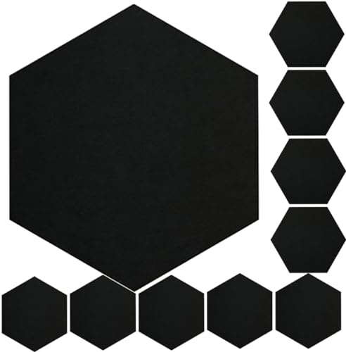 TOGEVAL 12pcs Hexagon Felt Wall Panels Self Adhesive Soundproof Board for Pictures Memos and Acoustic Treatment Decorative Noise Reducing Panels for Home Office and Studios