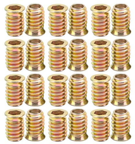 Bxian 25PCS M4x10mm Hexagon Socket Drive Threaded Insert Galvanised Carbon Steel Screw in Furniture Nuts Suitable for Cabinet Sofa Desk Dining Table Chair Connection