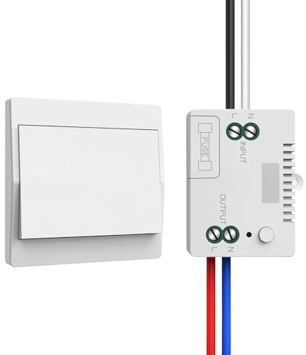 Funk-Lichtschalter 230V Set, Funkschalter – Keine Batterien Erforderlich, Wasserdichter Wandschalter, Steuern Sie Ihre Lampe Bis Zu 200 M Fern (1 Empfänger Und 1Schalttafel)
