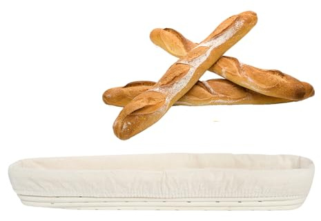 Rattan Bread Proofing Basket - Dough Baking Bin with Liner, Handmade Baguettes Proofing Basket | For Home, Kitchen, Holiday, Weekend Baking, Cooking Enthusiasts | French Bread Baskets