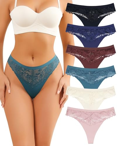 Aijolen String Tanga Femme sans Couture Invisible Culotte Seamless Slip Dentelle sous Vetements Feminins Taille Basse Women Thong Underwear Lot de 6