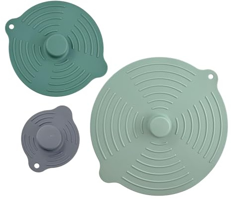 GEEZY Set of 3 Silicone Food Covers - Reusable Lids for Bowls, Pots & Cups - Microwave Splatter Guard, Dishwasher Safe Kitchen Storage Accessories