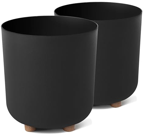 Tymar Übertöpf mit Füßen, 2-er Pack Blumenübertopf, Blumentopf, matt, Pflanzgefäß für Außen und Innen_Sofia (Schwarz, ø 19 cm)