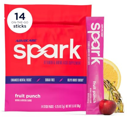 AdvoCare Spark - Energy Drink Mix - Vitamin & Amino Acid Supplement - Supports Energy & Focus* - Portable Immune Support* - Sugar-Free - Fruit Punch, 14 Stick Packs (3.5 oz)