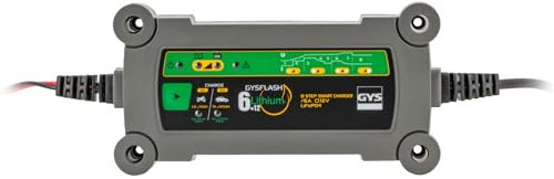 GYS Ladegerät Autobatterieladegerät, Lithiumbatterieladegerät 6A für Autos und Motorräder, Erhaltungsladegerät, grau