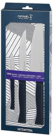 Opinel - Set Trio Intempora, 1 Coltello da Chef, 1 Coltello da Taglio, 1 Coltello da Ufficio - Acciaio Inossidabile, Poliossimetilene, Full Tang - Garanzia a Vita