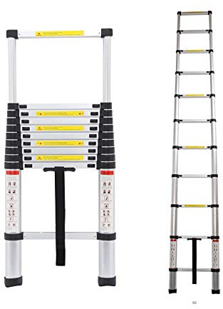 Mehrzweckleiter 3,2m Teleskopleiter Alu-Klappleiter Rutschfester Ausziehbare Robust Stehleiter 150 kg/330 Pfund Belastbarkeit