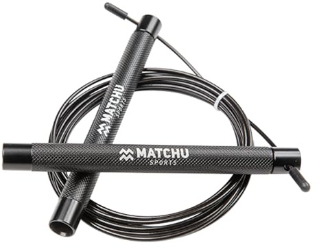 MATCHU - Speed rope - Springseil - Sportspringseil - Für Erwachsene - Griffe aus stabilem Aluminium - Optimaler Grip - Perfekt für Crosstraining - Leichtes Kunststoffgewicht - Einfach zu tragen