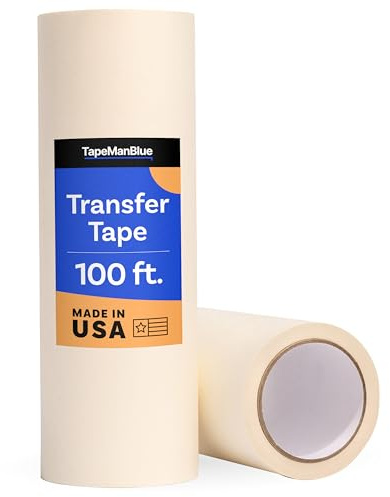 TapeManBlue Överföringstejp för vinyl, 30,5 cm x 30,5 m, papper med platt lim. Amerikanskt tillverkad applikationstejp för hantverksskärare och skylttillverkare