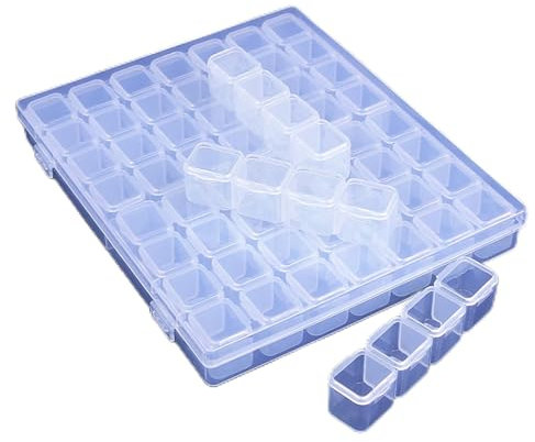 56 Fächer Diamant Stickerei Sortierbox Mit Verstellbarem Kleinen Fach, Kunststoff Dosen für Perlen, Nail Art-Zubehör, Ohrringe, Halsketten