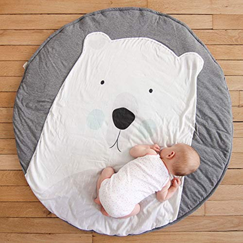 KIKOM Baby Krabbeldecke Cartoon Tier Baby Spielmatte Spieldecke Baumwolle Weiche Schlafteppich für Baby Kinder 90CM (Eisbär)