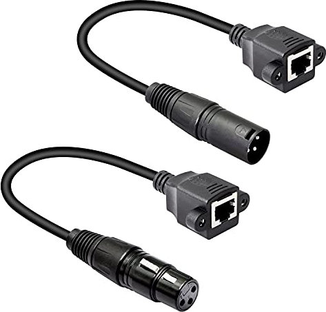 GELRHONR XLR 3pin to RJ45 Female Adapter Cable,XLR Male to RJ45 Network Connector Extension Cable Use Cat5 Ethernet for DMX-CON Controller Series-1.1Ft