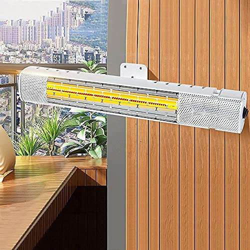 GWMWON Riscaldatore da Parete per Patio, riscaldatore Elettrico a infrarossi da 1500 w, riscaldatore Elettrico per Interni/Esterni, IPX65 Impermeabile/Riscaldamento rapido