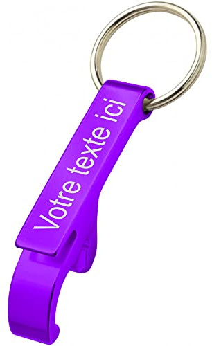 Porte clé en métal couleur Alu décapsuleur personnalisable - Gravure Laser