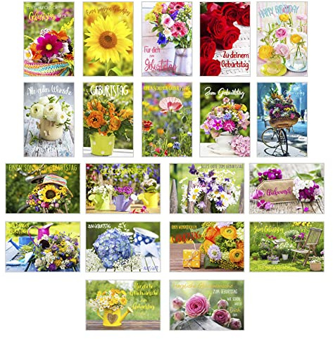 Edition Seidel Set exklusive Premium Geburtstagskarten mit Umschlag. Glückwunschkarte Grusskarte zum Geburtstag. Geburtstagskarte Blumen Frau Karten Billet Happy Birthday (SW02) (Set 1)
