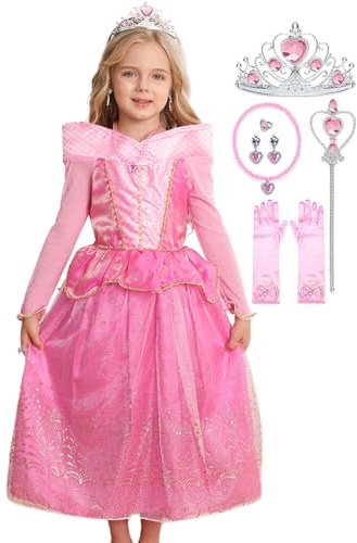iTVTi Little Girls Princess Costume Dress Up Cosplay for Carnival Halloween Party Pink, 4-5 Years(Tag 120)