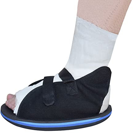Medicinsk post op sko gips gjutsko kirurgi öppen tå gipssko kirurgisk rehabiliteringsskor för män kvinnor, passar antingen vänster eller höger fot, 1 st