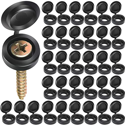 HNYYZL Plastic Hinged Screw Caps, 150 PCS Black Folding Covers, Snap Washer Flip Tops for Covering Screw Heads, Protection (M)