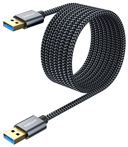 SUNGUY USB 3.0 Kabel, 3M USB A Stecker auf A Stecker, Übertragungsraten bis zu 5Gbit/s, Typ A zu Typ A Kable Kompatibel mit Drucker, Modems, Festplatten, Kameras HDD, DVD,Laptop usw (Grau)